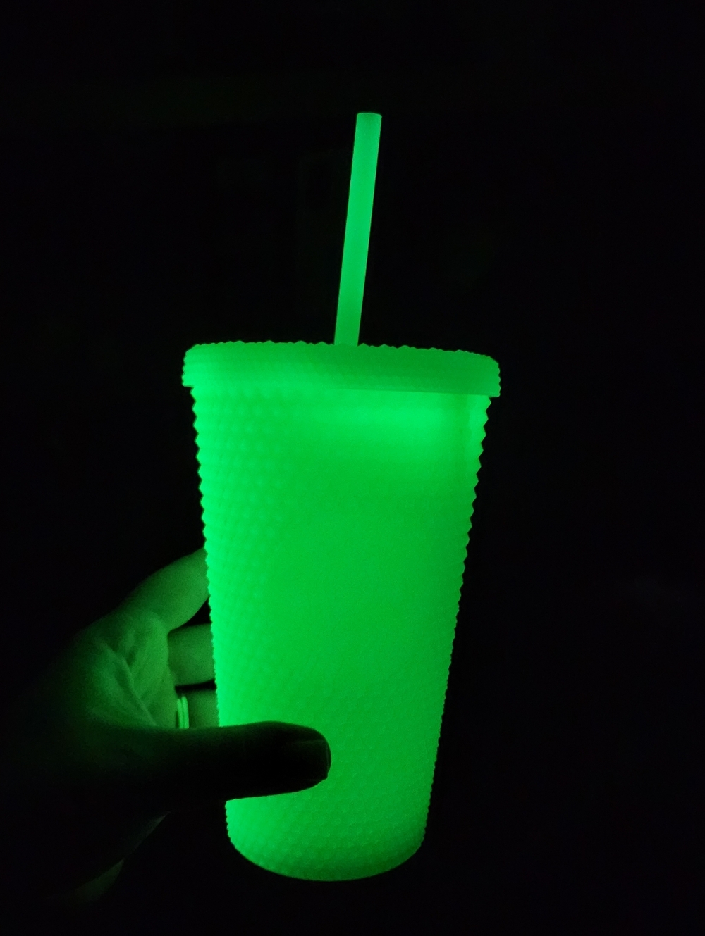 Starbucks Glow In The Dark Studded Tumbler with Straw 16oz Lime Green Halloween